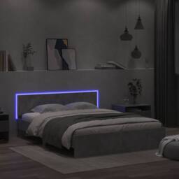 Berkfield Home Durable Bed Frame with Headboard & LED Concrete Grey 150x200 cm - Size: King - thumbnail 1