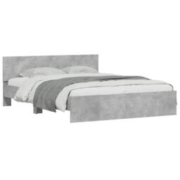 Berkfield Home Durable Bed Frame with Headboard & LED Concrete Grey 150x200 cm - Size: King - thumbnail 5