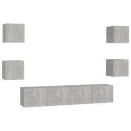 Berkfield Home Sturdy 6 Piece TV Cabinet Set Concrete Grey Engineered Wood - thumbnail 3