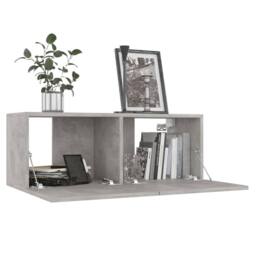 Berkfield Home Sturdy 6 Piece TV Cabinet Set Concrete Grey Engineered Wood - thumbnail 4