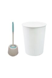JVL Antibac Toilet Brush & White Plastic Bin - thumbnail 1