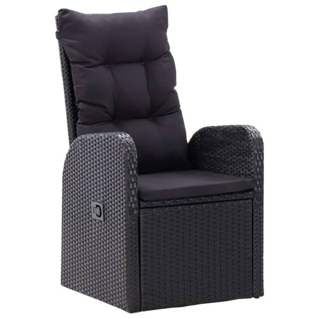 Berkfield Home 3 Piece Garden Dining Set with Cushions Black Poly Rattan - image 1