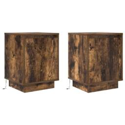 Berkfield Home Bedside Cabinets with LED Lights¬†2 pcs Smoked Oak 38x34x50 cm - Size: 38 x 34 x 50 cm - thumbnail 3