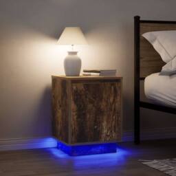 Berkfield Home Bedside Cabinets with LED Lights¬†2 pcs Smoked Oak 38x34x50 cm - Size: 38 x 34 x 50 cm - thumbnail 2