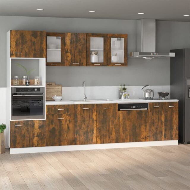 Berkfield Home Bottom Cabinet Smoked Oak 60x46x81.5 cm Engineered Wood in Brown - image 1