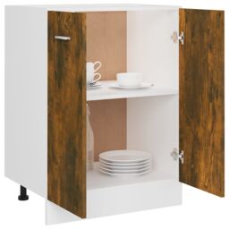 Berkfield Home Bottom Cabinet Smoked Oak 60x46x81.5 cm Engineered Wood in Brown - thumbnail 4
