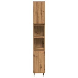 Berkfield Home Bathroom Cabinet Artisan Oak 30x30x190 cm Engineered Wood in Brown - Size: 30 x 30 x 190 cm - thumbnail 4
