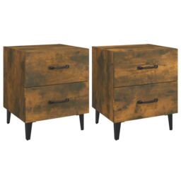 Berkfield Home Bedside Cabinets 2 pcs Smoked Oak 40x35x47.5 cm in Brown - thumbnail 2