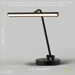 Happy Homewares Black LED Picture Light Desk Lamp with Touch Dimmer - thumbnail 6