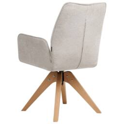 Wyld and Coco Swivel Dining Chair - Light Beige Faux Linen High Back - thumbnail 5