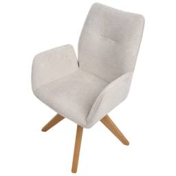 Wyld and Coco Swivel Dining Chair - Light Beige Faux Linen High Back - thumbnail 6