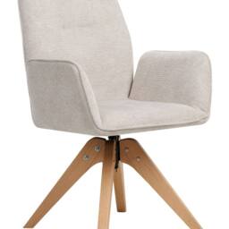 Wyld and Coco Swivel Dining Chair - Light Beige Faux Linen High Back - thumbnail 2