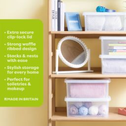 Wham Clip 3x 10.5L Rectangular Plastic Storage Boxes with Clip Lock Lids in Clear - thumbnail 2