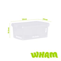 Wham Clip 3x 10.5L Rectangular Plastic Storage Boxes with Clip Lock Lids in Clear - thumbnail 5