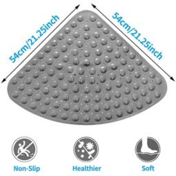 KORVIXA Sector Rubber Corner Shower Mat Anti-slip in Grey - thumbnail 2