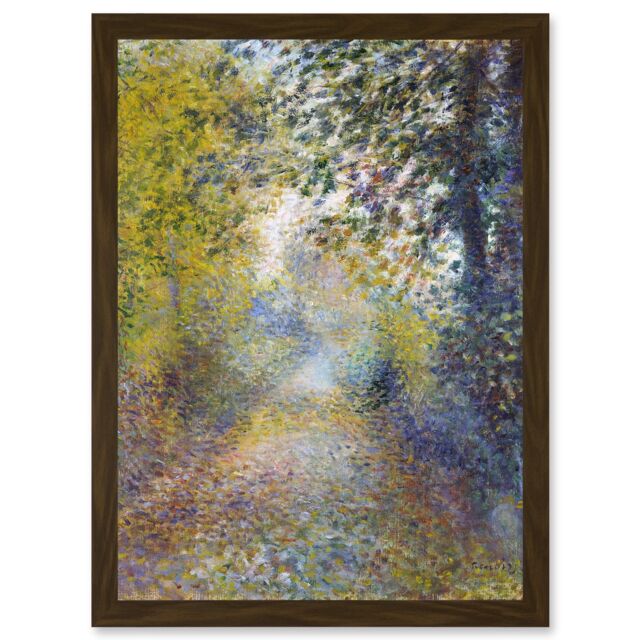 Artery8 Renoir In The Woods Painting Landscape Artwork Framed Wall Art Print A4 in Brown - image 1