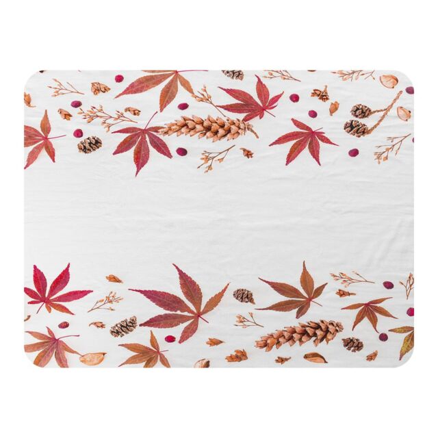 Benjamin Tate Design Autumn Leaves Half Border Blanket in Natural - Size: 120 cm x 150 cm - image 1