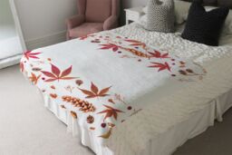 Benjamin Tate Design Autumn Leaves Half Border Blanket in Natural - Size: 120 cm x 150 cm - thumbnail 3