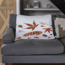 Benjamin Tate Design Autumn Leaves Half Border Blanket in Natural - Size: 120 cm x 150 cm - thumbnail 2
