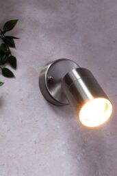 BHS Lighting Jared Steel Outdoor Wall Light in Metallic Silver - thumbnail 4