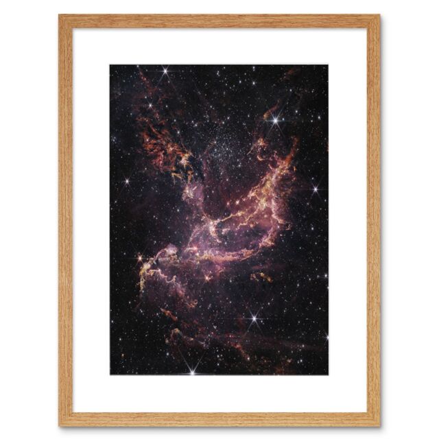 "Artery8 Wall Art Print NASA James Webb Telescope Cluster's Dusty Ribbons Star Formation Artwork Framed 9X7 Inch in Beige - Size: W7"" x H9""" - image 1