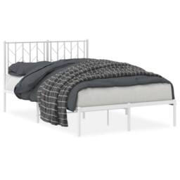 Berkfield Home Metal Bed Frame without Mattress with Headboard White 120x200cm - Size: Small Double - thumbnail 1