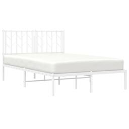 Berkfield Home Metal Bed Frame without Mattress with Headboard White 120x200cm - Size: Small Double - thumbnail 3