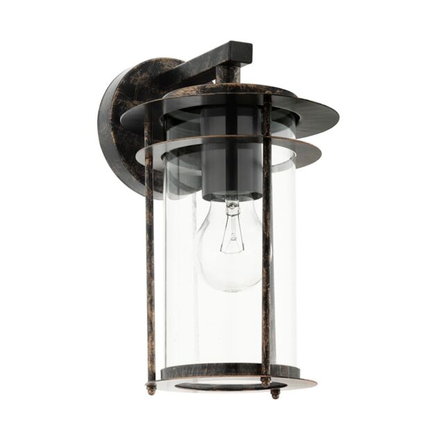 Loops IP44 Outdoor Wall Light Antique Copper & Glass Shade Lamp 1 x 60W E27 Bulb - image 1