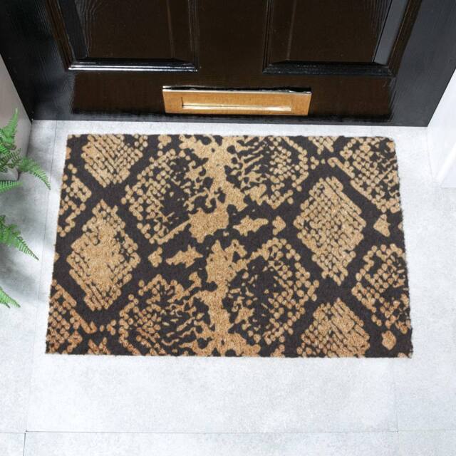 Artsy Mats Snake Print Coir Doormat (60 x 40cm) in Black - Size: 40 cm x 60 cm - image 1