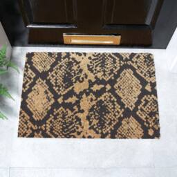 Artsy Mats Snake Print Coir Doormat (60 x 40cm) in Black - Size: 40 cm x 60 cm - thumbnail 1