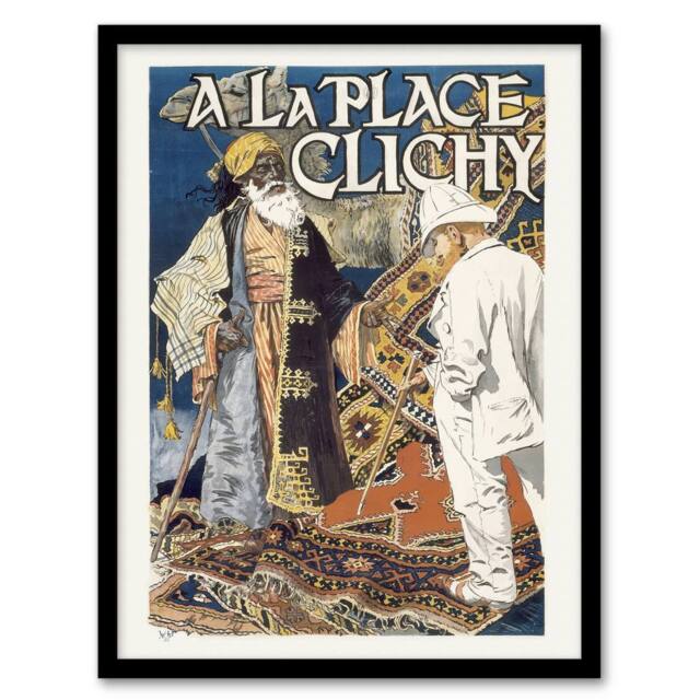 Artery8 Eugene Grasset Place Clichy Art Nouveau Advert Framed Wall Art Print - Size: A4 - image 1