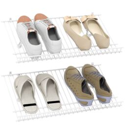Gymax Closet Shelves Wall Mounted Set of 2 Metal Wire Shoe Racks-White in White - thumbnail 1