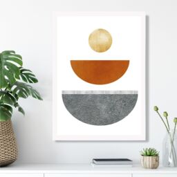ARTZE Yellow & Orange Circles Mid Century Geometric Framed Print SIZE: A3 with White Frame - Size: A4 - thumbnail 2