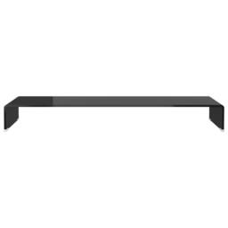 Berkfield Home TV Stand/Monitor Riser Glass Black 110x30x13 cm - Size: 110 x 30 x 13 cm