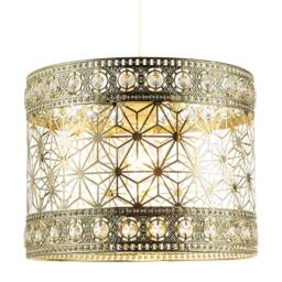 Happy Homewares Moroccan Pendant Light Shade in Polished Gold with Clear Acrylic Beads - thumbnail 2