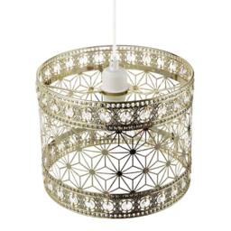 Happy Homewares Moroccan Pendant Light Shade in Polished Gold with Clear Acrylic Beads - thumbnail 3