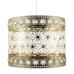 Happy Homewares Moroccan Pendant Light Shade in Polished Gold with Clear Acrylic Beads - thumbnail 4