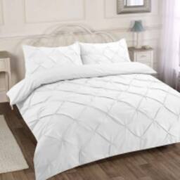 Homes-Linen Luxury Alexandra Pintuck Pleated Duvet Cover Set in White - Size: Single - thumbnail 1