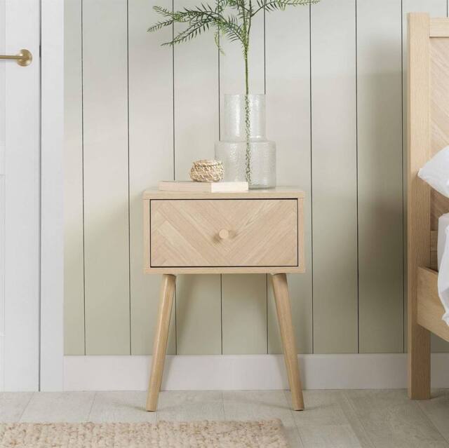 Birlea 1 Drawer Oak Brown Wooden Bedside Herringford in Light Oak - image 1