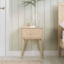 Birlea 1 Drawer Oak Brown Wooden Bedside Herringford in Light Oak - thumbnail 1