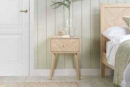 Birlea 1 Drawer Oak Brown Wooden Bedside Herringford in Light Oak - thumbnail 5