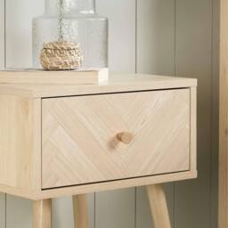 Birlea 1 Drawer Oak Brown Wooden Bedside Herringford in Light Oak - thumbnail 3