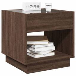 Berkfield Home Decorative Bedside Table with Infinity LED Brown Oak 50x50x50 cm - Size: 50 x 50 x 50 cm - thumbnail 5