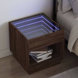 Berkfield Home Decorative Bedside Table with Infinity LED Brown Oak 50x50x50 cm - Size: 50 x 50 x 50 cm - thumbnail 2