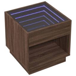 Berkfield Home Decorative Bedside Table with Infinity LED Brown Oak 50x50x50 cm - Size: 50 x 50 x 50 cm - thumbnail 1