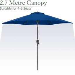 Christow 2.7m Tilting Garden Parasol Outdoor Umbrella Patio Sunshade With Crank in Navy - thumbnail 3
