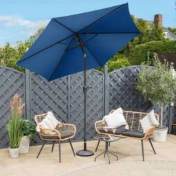 Christow 2.7m Tilting Garden Parasol Outdoor Umbrella Patio Sunshade With Crank in Navy - thumbnail 2