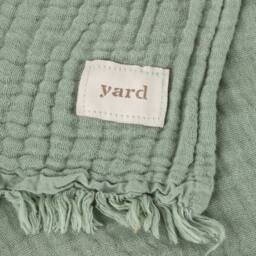 Yard Lark 100% Cotton Muslin Frayed Edge Throw in Green - Size: 130 cm x 180 cm - thumbnail 4