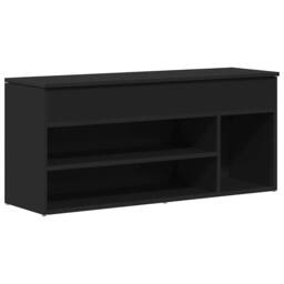 Berkfield Home Shoe Bench Black 102x30.5x45 cm Engineered Wood - thumbnail 3