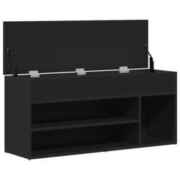 Berkfield Home Shoe Bench Black 102x30.5x45 cm Engineered Wood - thumbnail 8